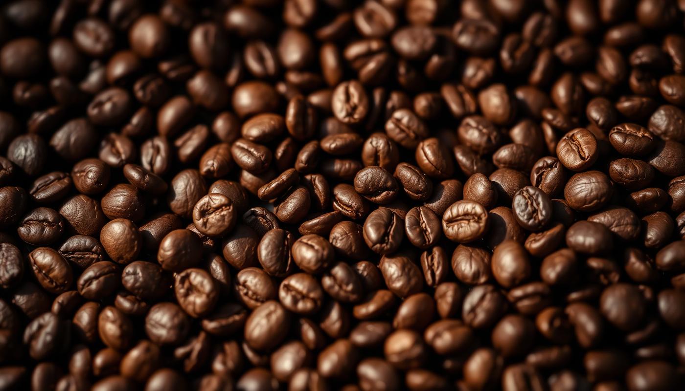 Dark roasted coffee beans